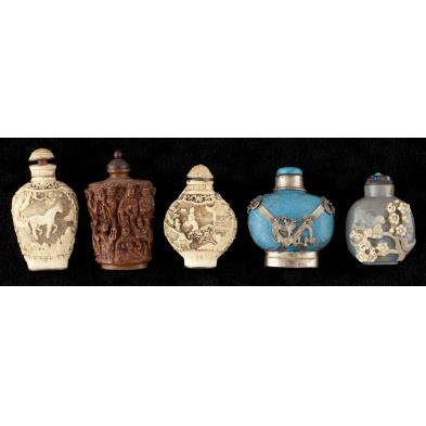 group-of-five-asian-snuff-bottles