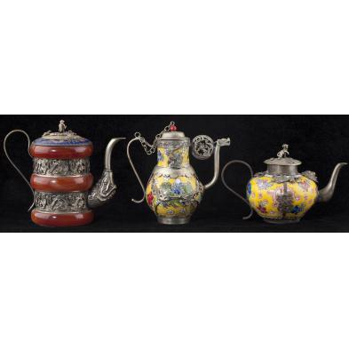 group-of-three-miniature-asian-teapots