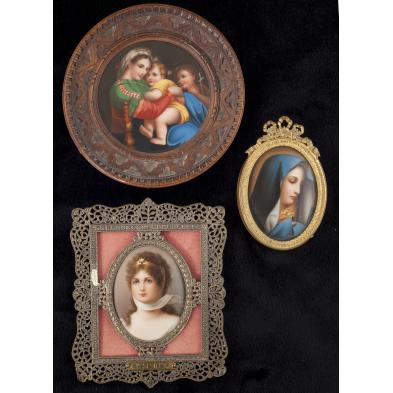 group-of-three-miniature-portraits-on-porcelain