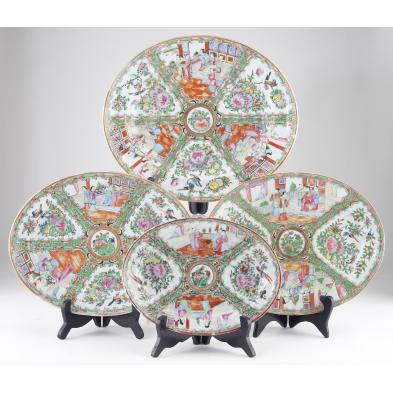 four-chinese-export-rose-medallion-platters