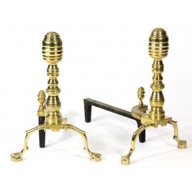 pair-of-chippendale-style-brass-andirons