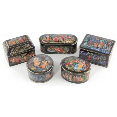 group-of-five-russian-porcelain-boxes