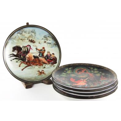 set-of-five-russian-porcelain-cabinet-plates