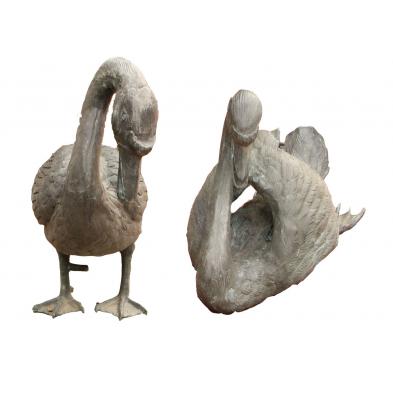 two-metal-garden-swan-fountains