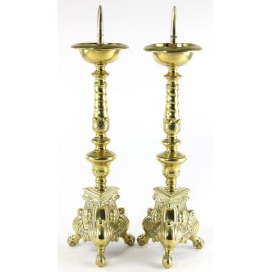 pair-of-cast-brass-pricket-form-candlesticks