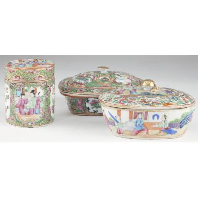 group-of-three-rose-medallion-lidded-dishes