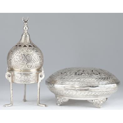 two-egyptian-silver-pomanders-20th-century