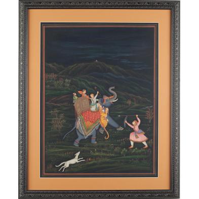 indian-school-painting-of-a-tiger-hunt