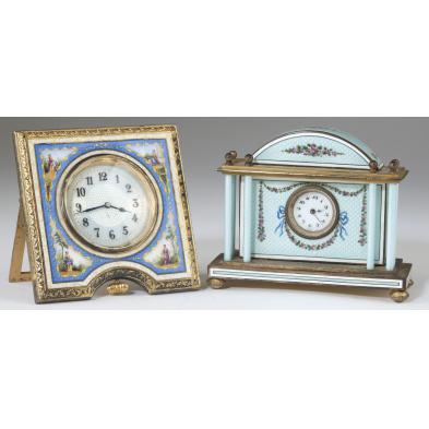 two-belle-epoque-enameled-swiss-desk-clocks