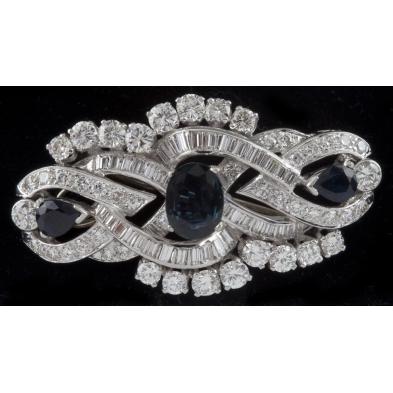 art-deco-diamond-and-sapphire-brooch-pendant