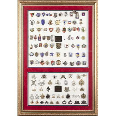 framed-collection-of-french-and-british-insignia