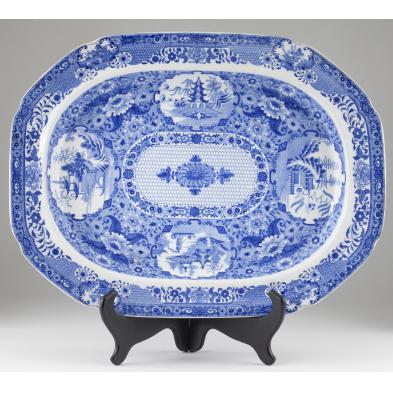 english-blue-white-ironstone-platter