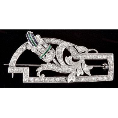 art-deco-platinum-and-diamond-floral-brooch