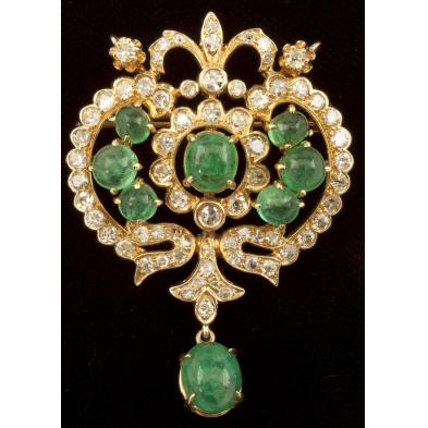 vintage-emerald-and-diamond-brooch