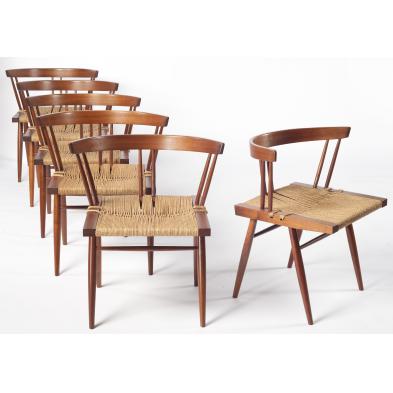 six-george-nakashima-grass-seat-chairs