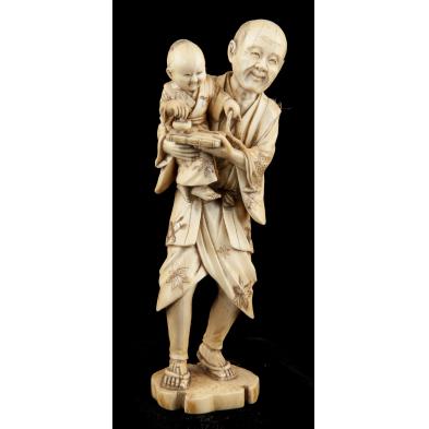 japanese-ivory-okimono-of-man-and-child