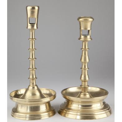 two-early-dutch-brass-candlesticks