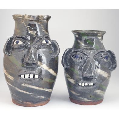 two-burlon-craig-swirl-face-vessels-nc-pottery