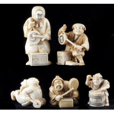 five-japanese-ivory-netsuke-beating-drums