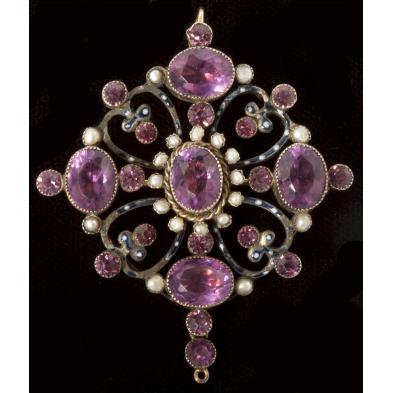 georgian-amethyst-and-seed-pearl-pendant-brooch