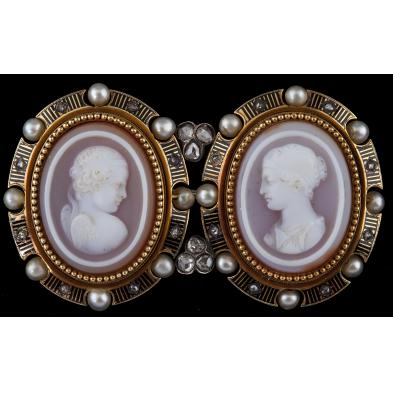unusual-antique-gem-set-double-cameo-brooch