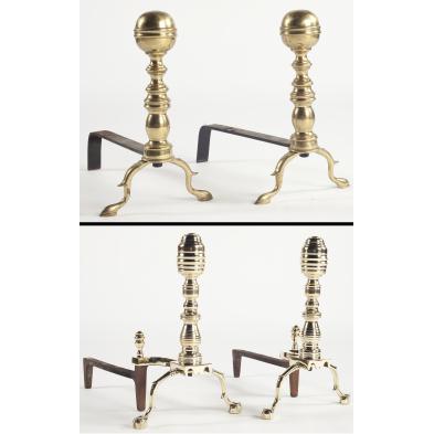 two-pair-of-american-brass-andirons