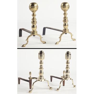 two-pair-of-american-brass-andirons