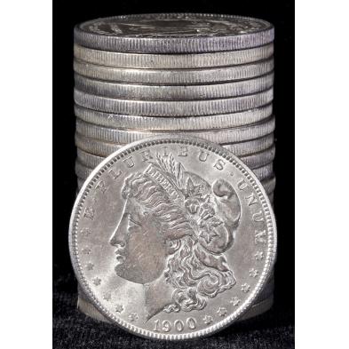 high-grade-roll-of-1900-morgan-silver-dollars