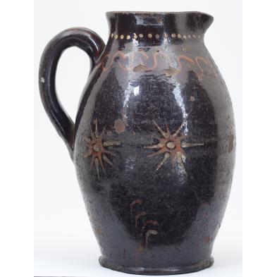 nc-slip-decorated-redware-pitcher