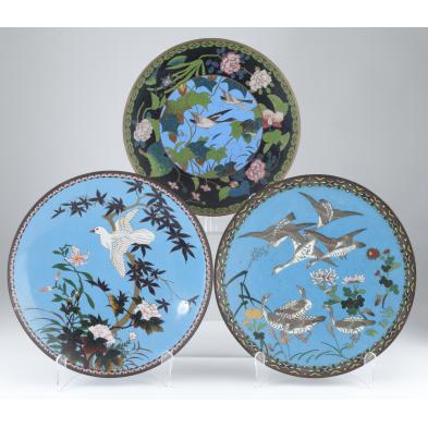 three-japanese-cloisonne-enamel-chargers