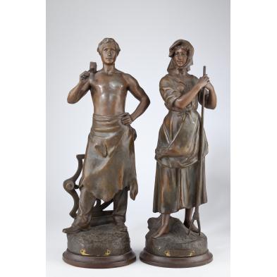 pair-of-french-bronze-tone-sculptures-circa-1900