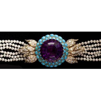 amethyst-turquoise-diamond-and-pearl-choker