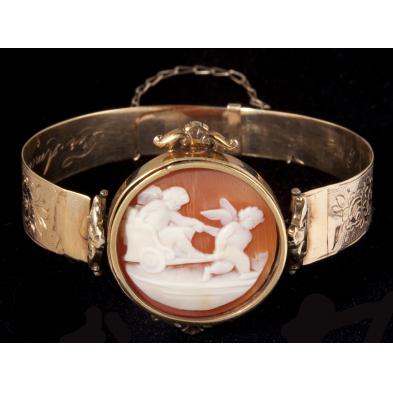 antique-gold-cameo-bangle-bracelet