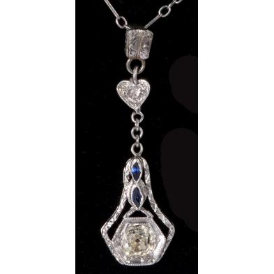 14kt-edwardian-diamond-and-sapphire-drop-pendant