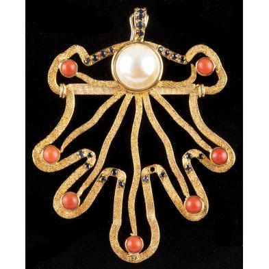 18kt-coral-pearl-and-sapphire-brooch-pendant