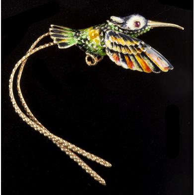 18kt-enamel-bird-of-paradise-brooch-cooper