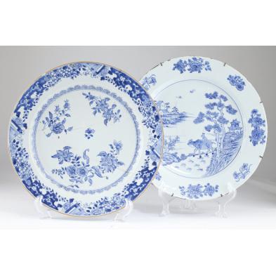 two-chinese-porcelain-blue-and-white-chargers