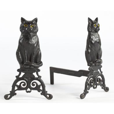 antique-pair-of-cat-form-andirons