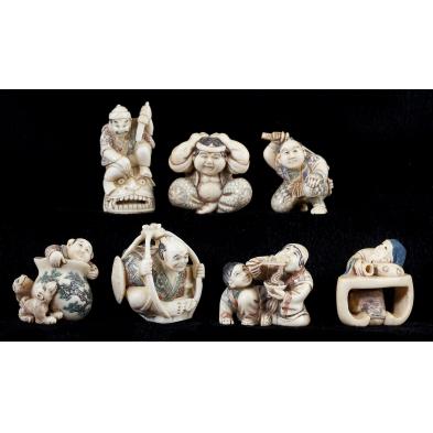 group-of-seven-japanese-ivory-netsuke