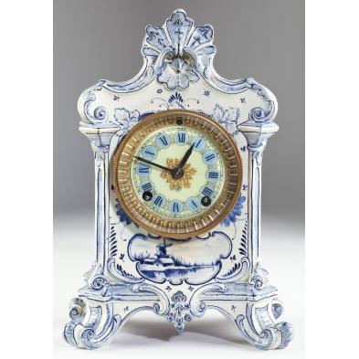 ansonia-blue-delft-porcelain-mantel-clock