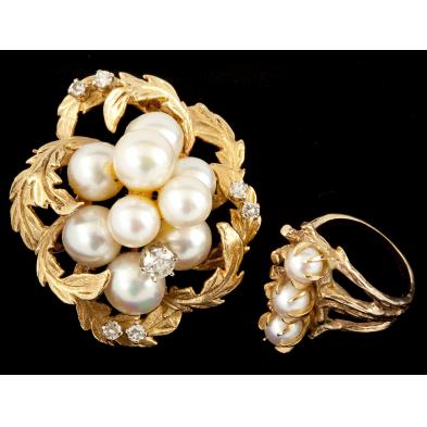 pearl-and-diamond-brooch-and-ring