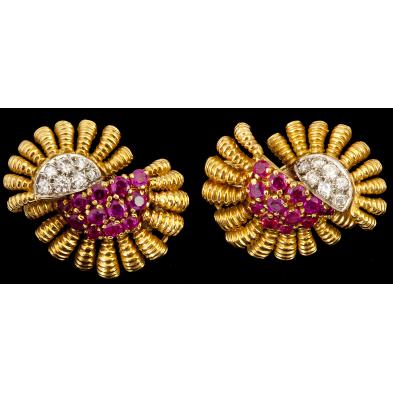 18kt-pair-of-diamond-and-ruby-earrings