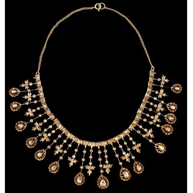 antique-14kt-rose-gold-and-diamond-necklace