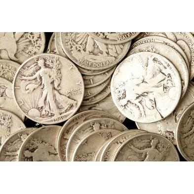 two-rolls-of-circulated-walking-liberty-halves