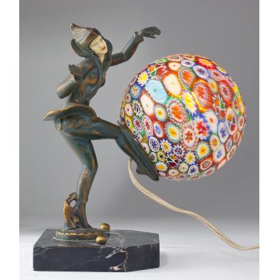 art-deco-figural-lamp-with-millefiore-shade