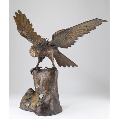 japanese-bronze-eagle-with-champleve