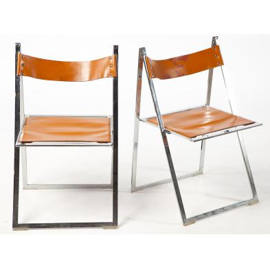two-italian-modern-chrome-folding-chairs