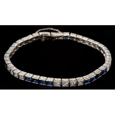 art-deco-platinum-diamond-and-sapphire-bracelet