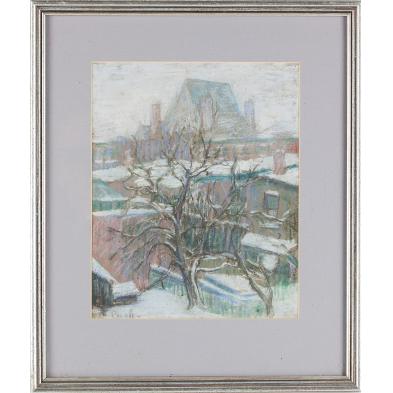 mabel-pugh-nc-1891-1986-snowy-roofs