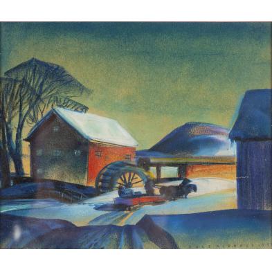dale-nichols-1904-1995-red-barn-in-snow